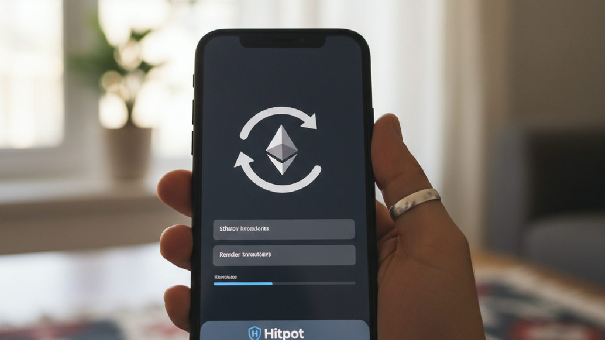 Hitpot Ethereum yatırımı için mobil cihazdan kolayca kripto para gönderme.